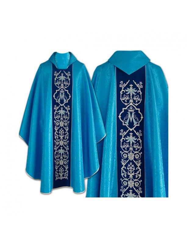 Marian chasuble embroidered blue (27)