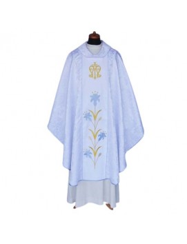 Chasuble mariale brodée blanche
