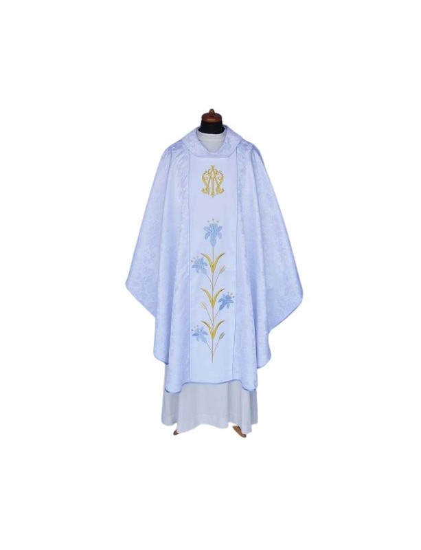 Marian chasuble embroidered white (28)