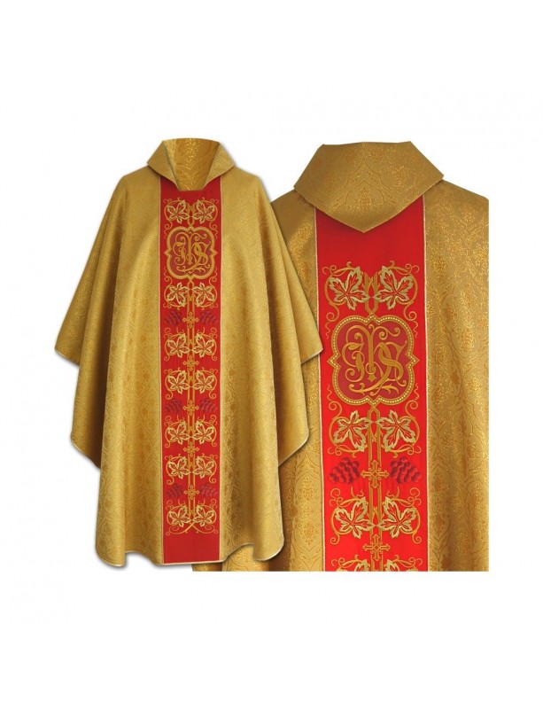 Chasuble gothique brodée d'IHS