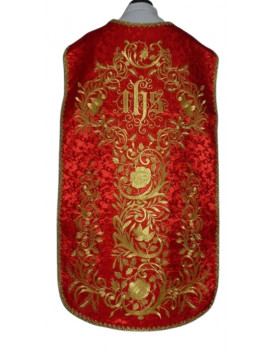 Roman chasuble red embroidered IHS (72)