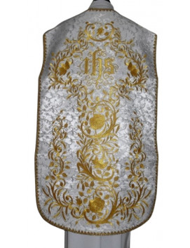 Casula romana bianca ricamata IHS