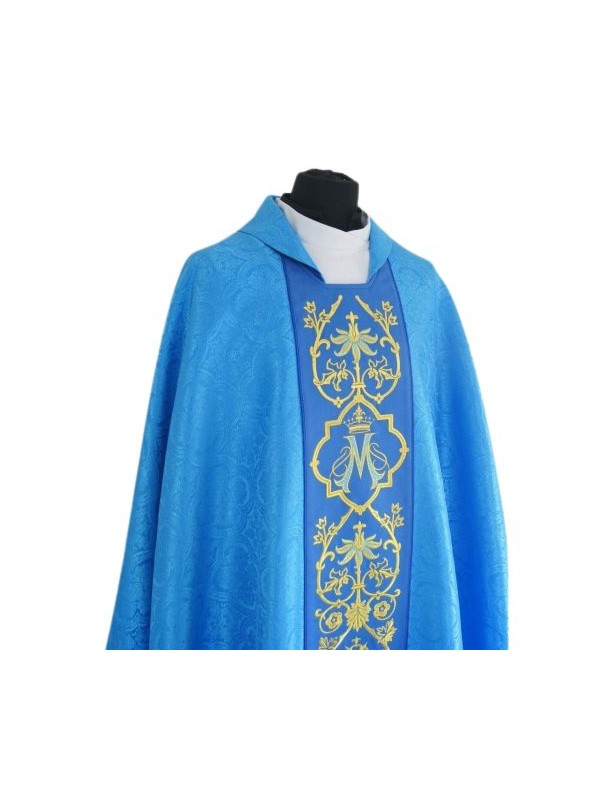 Marian chasuble Gothic, blue jacquard