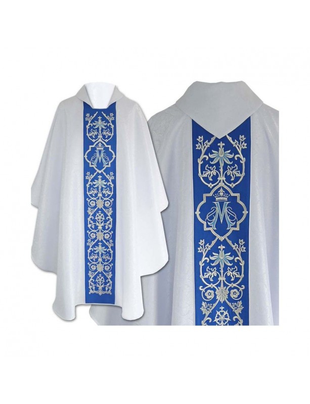 Marian chasuble Gothic, white jacquard
