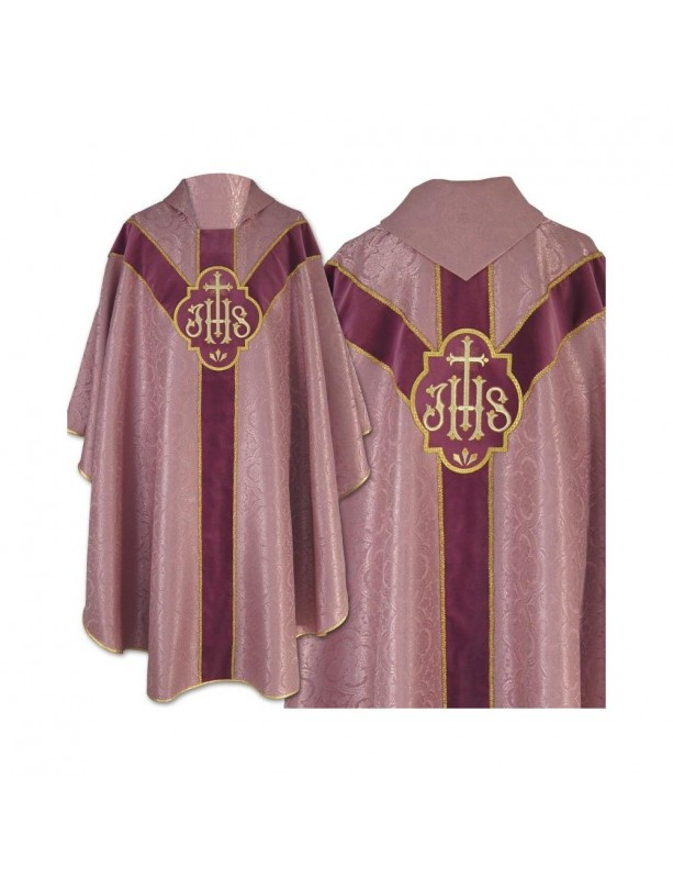 Halbgotisches Messgewand - verblasstes Rosa, Jacquard