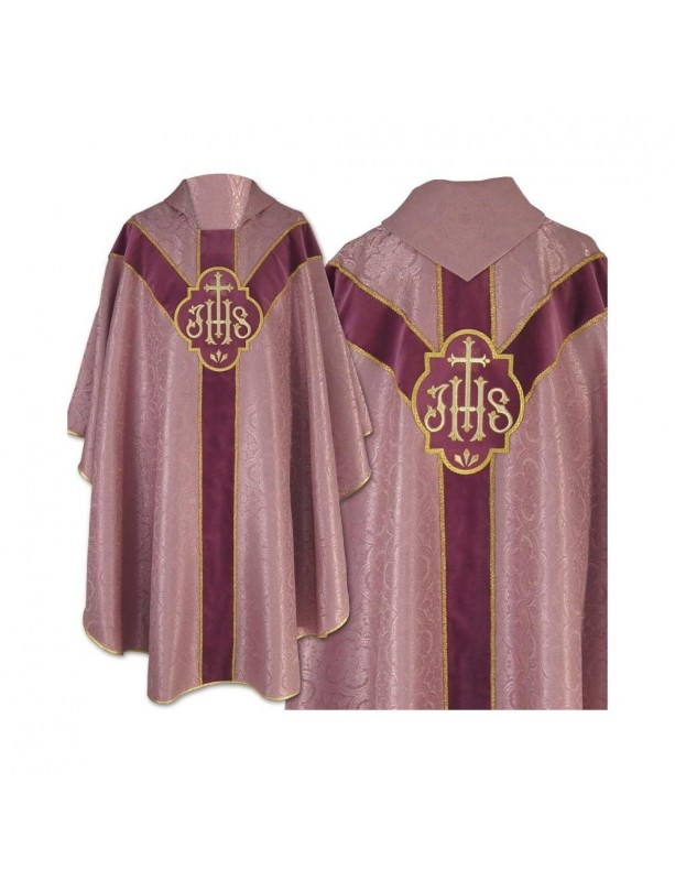 Semi-Gothic chasuble - faded pink, jacquard (58)