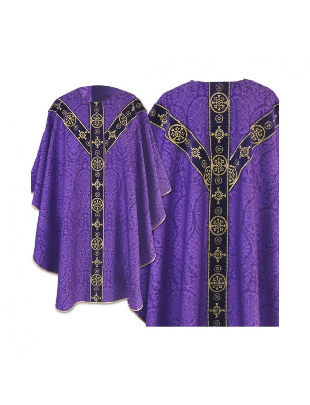 Chasuble violette semi gothique - tissu jacquard