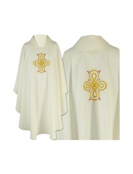 Gothic ecru chasuble embroidered - plain fabric (40)