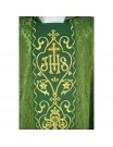 Green gothic chasuble, purple embroidered - jacquard fabric (41)