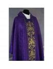 Green gothic chasuble, purple embroidered - jacquard fabric (41)