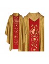 Gold embroidered gothic chasuble - brocade fabric (43)