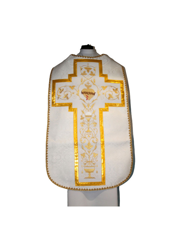 Casula romana branca Coração de Jesus