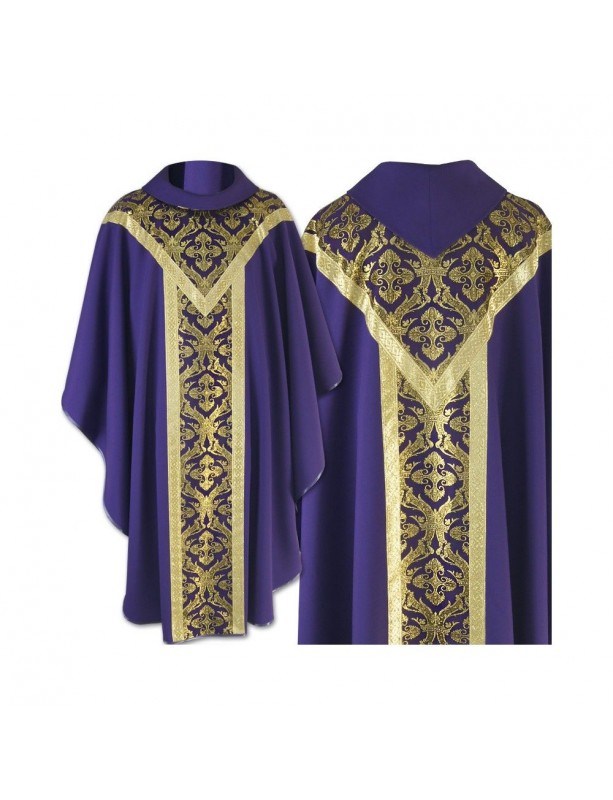 Chasuble semi gothique violet - tissu uni
