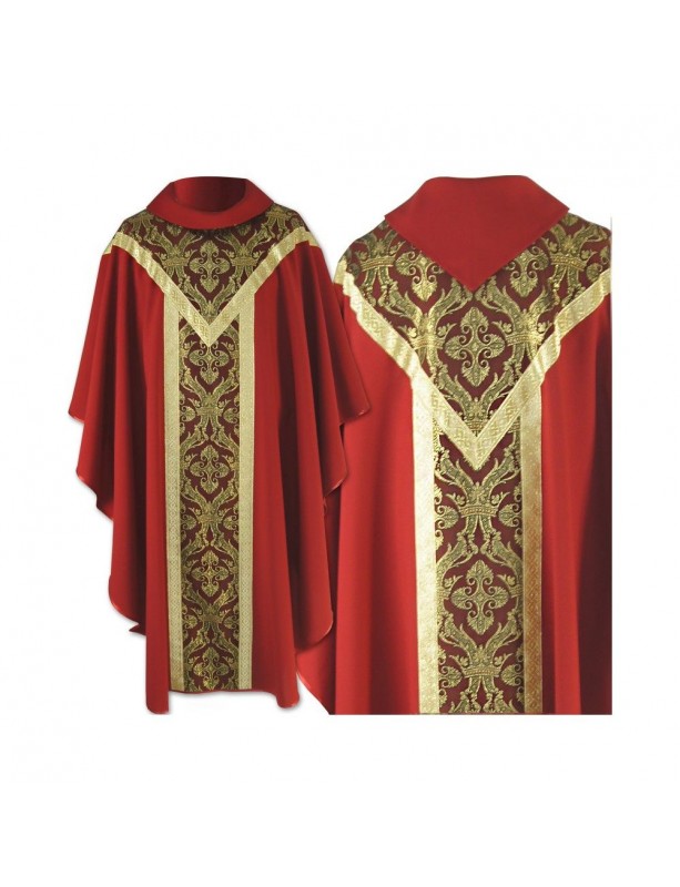 Chasuble semi gothic red - plain fabric (61)