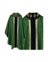 Gothic chasuble green embroidered collar - plain fabric (48)
