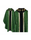 Gothic chasuble green embroidered collar - plain fabric (48)