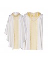 Gothic chasuble brocade, embroidered collar, light stripe (49)