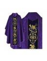 Gotisches Messgewand lila bestickt - Jacquard Stoff (51)