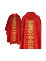 Chasuble brodée rouge gothique - tissu jacquard (53)