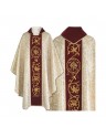 Gotisches ecrufarbenes/goldenes besticktes Messgewand - Brokatstoff (55)
