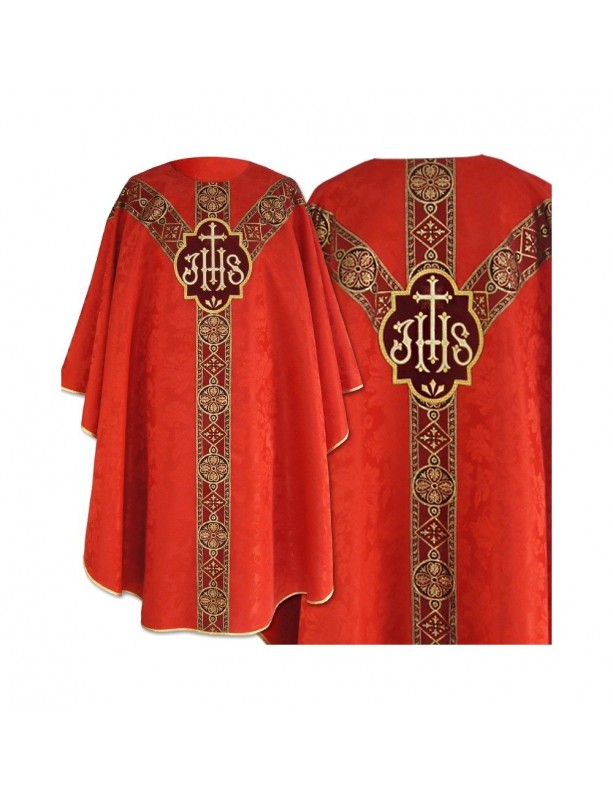 Chasuble semi gothic red - jacquard fabric (63)