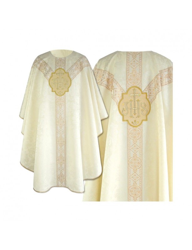 Chasuble semi gothic ecru - jacquard fabric (64)