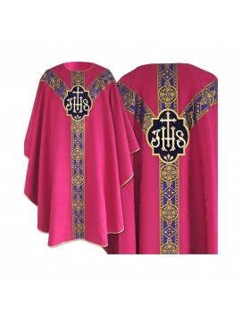 Chasuble semi gothique rose - tissu jacquard