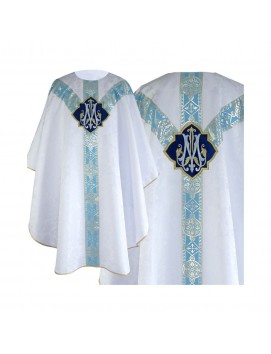 Casulla mariana semi gótica - tejido jacquard