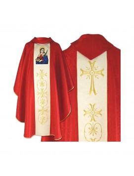 Gesticktes Messgewand mit dem Bild der heiligen Lucia