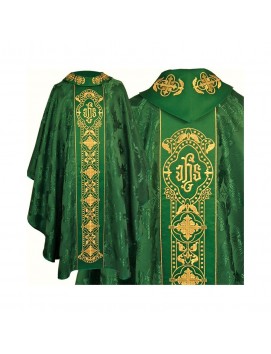 Gotski mašni plašč, žakard tkanina, zelena (67)