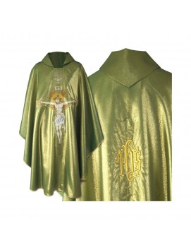 Gotisches grünes Messgewand - Kreuzigung von Jesus