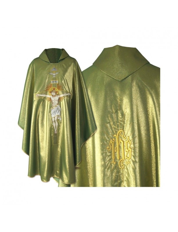 Gothic green chasuble - Crucifixion of Jesus (25)