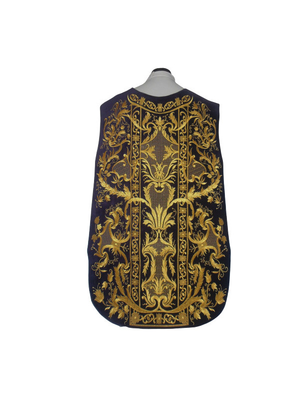 Ornat rzymski fioletowy haftowany motyw eucharystyczny, aksamit