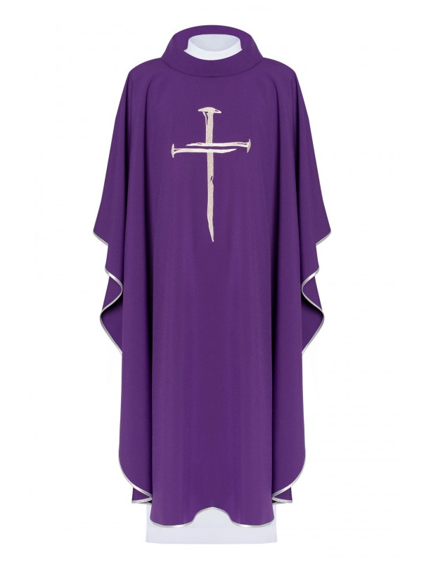 Embroidered chasuble purple with a cross