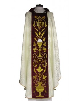 Embroidered jacquard chasuble, damask - chalice (3)
