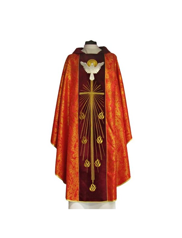 Embroidered chasuble with Holy Spirit - velvet