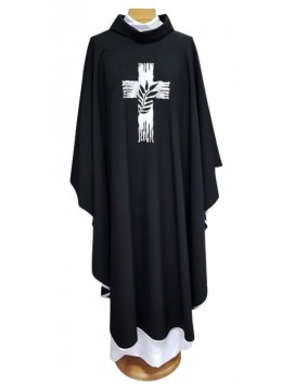 Embroidered chasuble - funeral black (23)