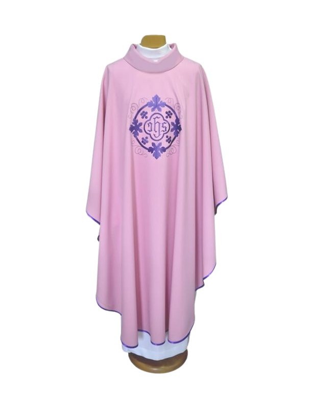 Embroidered chasuble pink - IHS (01)