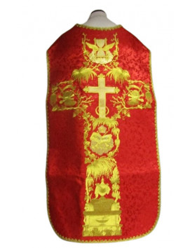 Ornat rzymski haftowany czerwony, Alfa i Omega