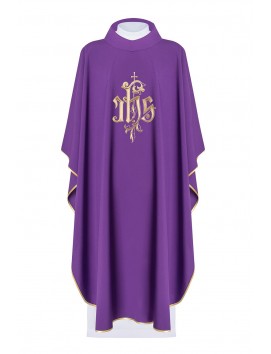 Chasuble brodée avec IHS - couleurs liturgiques