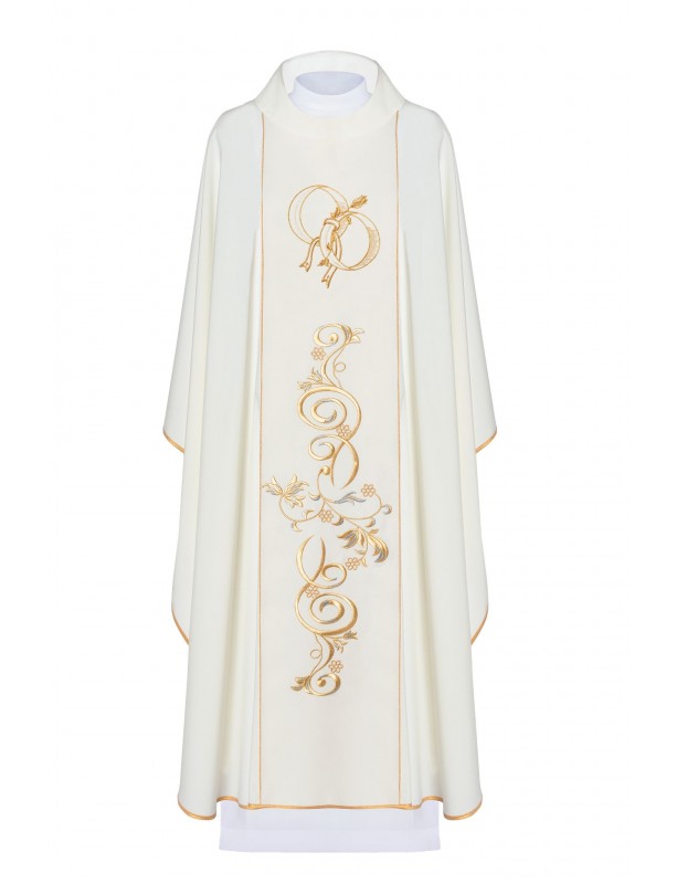 Chasuble de mariage brodée - écru