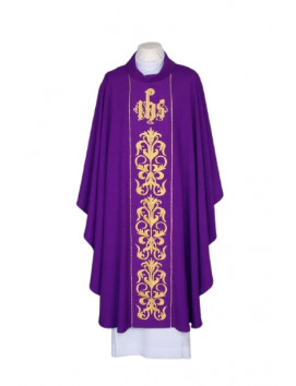 Embroidered purple chasuble - IHS
