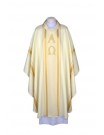 Chasuble ecru, gold Alpha and Omega stripes