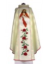 Casula bordada Coração de Jesus - tecido de roseta