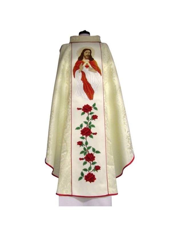 Embroidered chasuble Heart of Jesus - rosette fabric