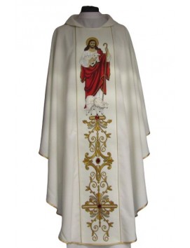 Chasuble brodée du Bon Pasteur, écru, unie