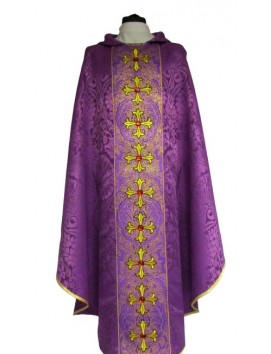 Chasuble couleurs liturgiques - belle ceinture brodée + pierres (2)