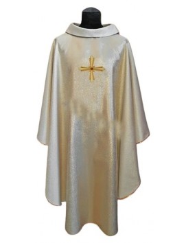 Gold chasuble, shiny, embroidery on fabric (1)