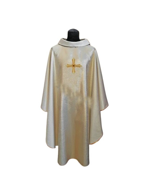 Gold chasuble, shiny, embroidery on fabric (1)