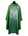 Green chasuble, shiny, embroidery on fabric (2)